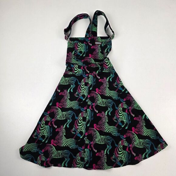 NWT Run and Fly Pinafore Dress Rainbow Zebra Print Flared Womens 12 Quirky Retro - Picture 4 of 11